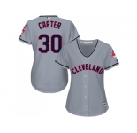 Women's Cleveland Indians #30 Joe Carter Grey Road Stitched MLB Jersey