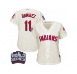 Women's Majestic Cleveland Indians #11 Jose Ramirez Authentic Cream Alternate 2 2016 World Series Bound Cool Base MLB Jersey
