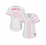 Women's Majestic Cleveland Indians #23 Michael Brantley Authentic White Fashion Cool Base MLB Jersey