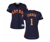 Women Houston Astros #1 Carlos Correa Navy 2018 Gold Program Cool Base Stitched Baseball Jersey