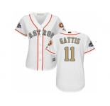 Women Houston Astros #11 Evan Gattis White 2018 Gold Program Cool Base Stitched Baseball jersey