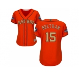 Women Houston Astros #15 Carlos Beltran Orange 2018 Gold Program Cool Base Stitched Baseball Jersey