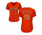 Women Houston Astros #15 Carlos Beltran Orange 2018 Gold Program Cool Base Stitched Baseball Jersey