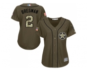 Women Houston Astros #2 Alex Bregman Green Salute to Service Stitched MLB Jersey