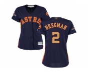 Women Houston Astros #2 Alex Bregman Navy Blue 2018 Gold Program Cool Base Stitched MLB Jersey