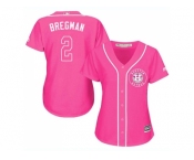 Women Houston Astros #2 Alex Bregman Pink Fashion Stitched MLB Jersey