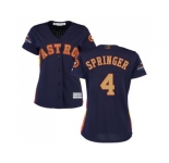 Women Houston Astros #4 George Springer Navy Blue 2018 Gold Program Cool Base Stitched MLB Jersey