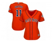 Women Majestic Houston Astros #11 Evan Gattis Replica Orange Alternate 2017 World Series Bound Cool Base MLB Jersey