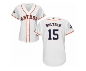 Women Majestic Houston Astros #15 Carlos Beltran Replica White Home 2017 World Series Bound Cool Base MLB Jersey