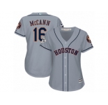 Women Majestic Houston Astros #16 Brian McCann Authentic Grey Road 2017 World Series Bound Cool Base MLB Jersey