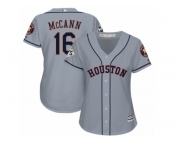 Women Majestic Houston Astros #16 Brian McCann Authentic Grey Road 2017 World Series Bound Cool Base MLB Jersey