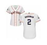 Women Majestic Houston Astros #2 Alex Bregman Replica White Home 2017 World Series Bound Cool Base MLB Jersey