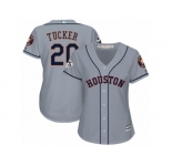 Women Majestic Houston Astros #20 Preston Tucker Replica Grey Road 2017 World Series Bound Cool Base MLB Jersey