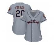 Women Majestic Houston Astros #20 Preston Tucker Replica Grey Road 2017 World Series Bound Cool Base MLB Jersey