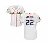 Women Majestic Houston Astros #22 Josh Reddick Replica White Home 2017 World Series Bound Cool Base MLB Jersey