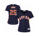 Women Majestic Houston Astros #25 Jose Cruz Jr. Replica Navy Blue Alternate 2017 World Series Bound Cool Base MLB Jersey