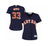 Women Majestic Houston Astros #33 Mike Scott Replica Navy Blue Alternate 2017 World Series Bound Cool Base MLB Jersey