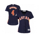 Women Majestic Houston Astros #4 George Springer Replica Navy Blue Alternate 2017 World Series Bound Cool Base MLB Jersey