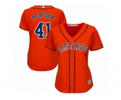 Women Majestic Houston Astros #41 Brad Peacock Replica Orange Alternate Cool Base MLB Jersey