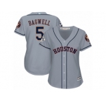 Women Majestic Houston Astros #5 Jeff Bagwell Authentic Grey Road 2017 World Series Bound Cool Base MLB Jersey