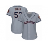 Women Majestic Houston Astros #53 Ken Giles Replica Grey Road Cool Base MLB Jersey