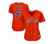 Women Majestic Houston Astros #53 Ken Giles Replica Orange Alternate Cool Base MLB Jersey