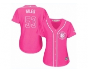 Women Majestic Houston Astros #53 Ken Giles Replica Pink Fashion Cool Base MLB Jersey