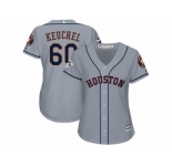 Women Majestic Houston Astros #60 Dallas Keuchel Replica Grey Road 2017 World Series Bound Cool Base MLB Jersey