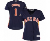 Women's Houston Astros #1 Carlos Correa Authentic Navy Blue Alternate Cool Base 2019 World Series Bound Baseball Jersey
