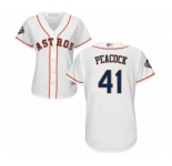 Women's Houston Astros #41 Brad Peacock Authentic White Home Cool Base 2019 World Series Bound Baseball Jersey