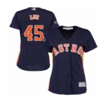 Women's Houston Astros #45 Carlos Lee Authentic Navy Blue Alternate Cool Base 2019 World Series Bound Baseball Jersey