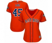 Women's Houston Astros #45 Carlos Lee Authentic Orange Alternate Cool Base 2019 World Series Bound Baseball Jersey