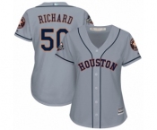 Women's Houston Astros #50 J.R. Richard Authentic Grey Road Cool Base 2019 World Series Bound Baseball Jersey