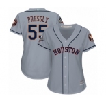 Women's Houston Astros #55 Ryan Pressly Authentic Grey Road Cool Base 2019 World Series Bound Baseball Jersey