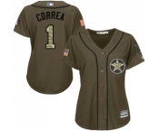 Women's Majestic Houston Astros #1 Carlos Correa Authentic Green Salute to Service MLB Jersey