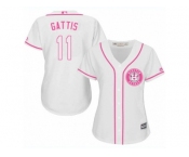 Women's Majestic Houston Astros #11 Evan Gattis Authentic White Fashion Cool Base MLB Jersey