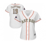 Women's Majestic Houston Astros #19 Tyler Clippard Authentic White 2018 Gold Program Cool Base MLB Jersey