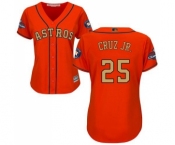 Women's Majestic Houston Astros #25 Jose Cruz Jr. Authentic Orange Alternate 2018 Gold Program Cool Base MLB Jersey