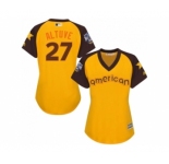 Women's Majestic Houston Astros #27 Jose Altuve Authentic Yellow 2016 All-Star American League BP Cool Base MLB Jersey
