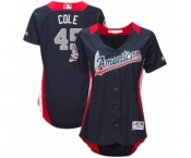 Women's Majestic Houston Astros #45 Gerrit Cole Game Navy Blue American League 2018 MLB All-Star MLB Jersey