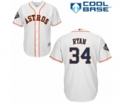 Youth Houston Astros #34 Nolan Ryan Authentic White Home Cool Base 2019 World Series Bound Baseball Jersey