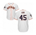Youth Houston Astros #45 Carlos Lee Authentic White Home Cool Base 2019 World Series Bound Baseball Jersey