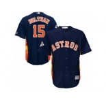 Youth Majestic Houston Astros #15 Carlos Beltran Authentic Navy Blue Alternate 2017 World Series Bound Cool Base MLB Jersey