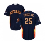 Youth Majestic Houston Astros #25 Jose Cruz Jr. Authentic Navy Blue Alternate 2018 Gold Program Cool Base MLB Jersey