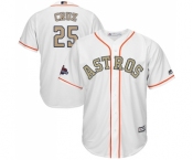Youth Majestic Houston Astros #25 Jose Cruz Jr. Authentic White 2018 Gold Program Cool Base MLB Jersey