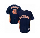 Youth Majestic Houston Astros #41 Brad Peacock Authentic Navy Blue Alternate Cool Base MLB Jersey
