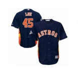 Youth Majestic Houston Astros #45 Carlos Lee Replica Navy Blue Alternate 2017 World Series Bound Cool Base MLB Jersey