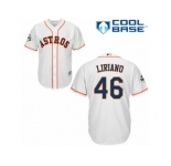 Youth Majestic Houston Astros #46 Francisco Liriano Authentic White Home 2017 World Series Bound Cool Base MLB Jersey