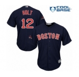 Youth Majestic Boston Red Sox #12 Brock Holt Authentic Navy Blue Alternate Road Cool Base 2018 World Series Champions MLB Jersey