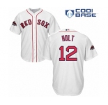 Youth Majestic Boston Red Sox #12 Brock Holt Authentic White Home Cool Base 2018 World Series Champions MLB Jersey